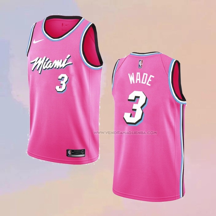 Maglia Miami Heat Dwyane Wade NO 3 Earned 2018-19 Rosa